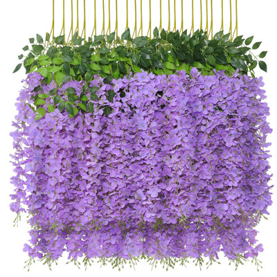 U'artLines - paquet de 24 (86,4 pieds au total) artificielle fausse vigne de glycine en rotin suspendue guirlande de fleurs en soie