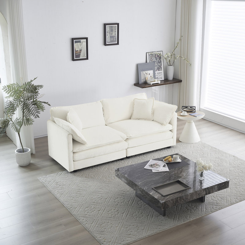 Canapé moderne en tissu pour causeuse pour le salon, canapé 2 places à assise profonde de grande taille avec 4 coussins