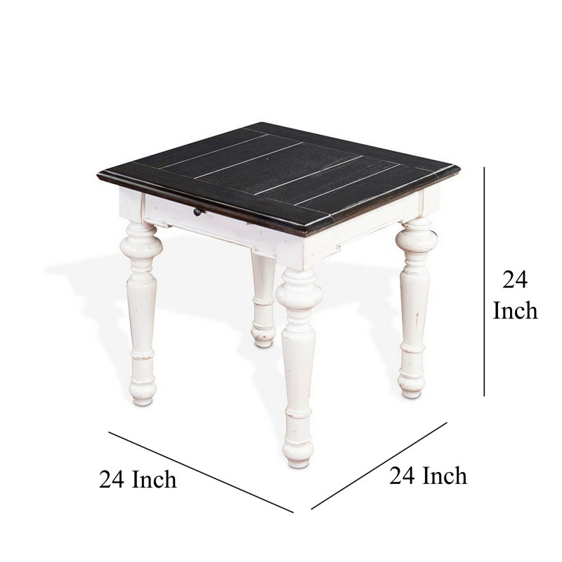 Table de bout Kiyan, 1 tiroir, blanc cassé, acajou brun foncé, 24 po