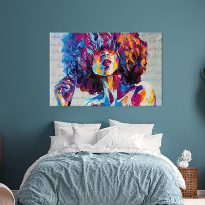 Impression de femme afro sur toile de coton, idéale pour décorer une chambre de fille moderne et offrir un cadeau personnalisé