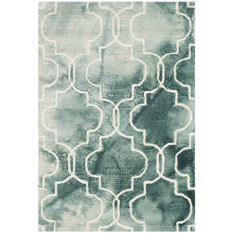 Berman Hand Tufted Wool/Cotton Geometric Rug in Sage Green/Ivory