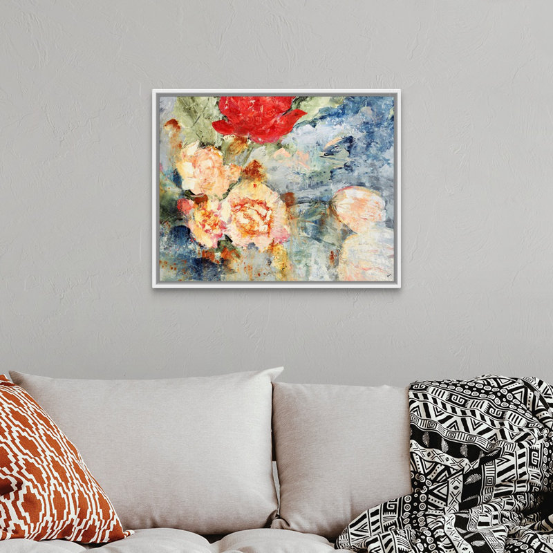 Reproduction d’art sur toile, "Blooming bouquet" par Alexys Henry, Cadre flottant blanc, H 26 po x l 32 po x P 1,75 po