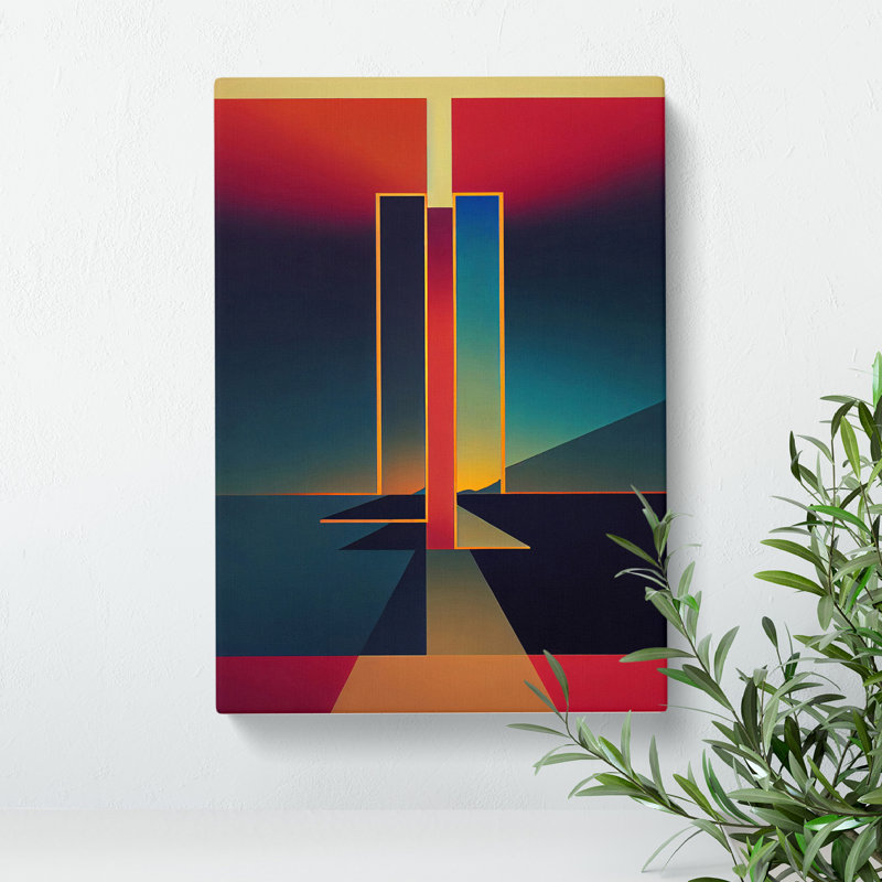 Bold Abstract Sunset - Wall Art, Wrapped Canvas, 50cm H x 35cm W x 3cm D, No Matte