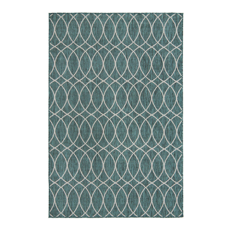 Teal Gitter Indoor/Outdoor Trellis Rug