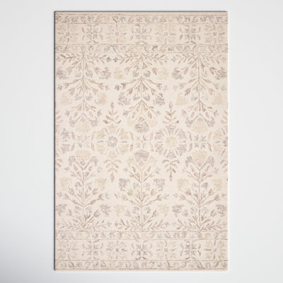 Aden Floral Handmade Hooked Wool Ivory/ Brown/Grey Area Rug