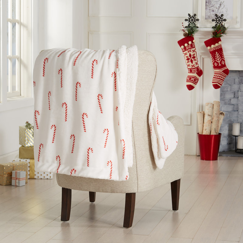 Jeté réversible ultra doux en peluche, Sucre d'orge