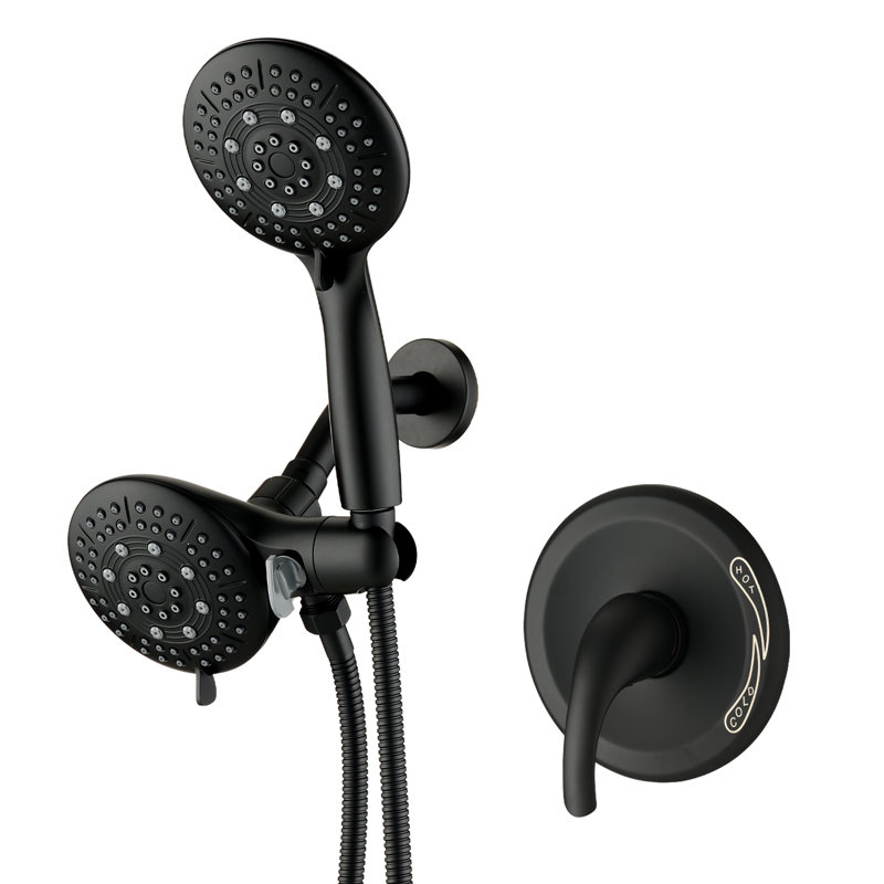 Complete Shower System with Rough in-Valve, Matte Black
