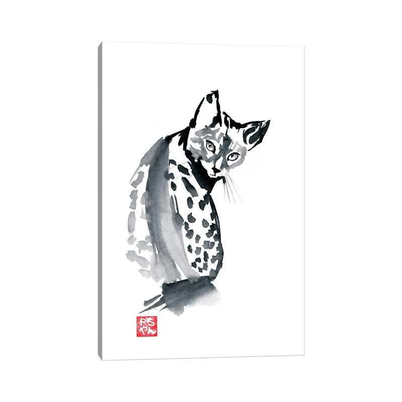 Leopard Cat by Péchane - Print on Canvas, 152.5 cm H x 101.5 cm W x 3.175 cm D, Wrapped Canvas
