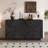 4-Door Large Storage Sideboard, Wood Sideboard Cabinet with Semi-Circular Handles and Adjustable Shelves for Dining Room, Kitchen, and Living Room-2098081855