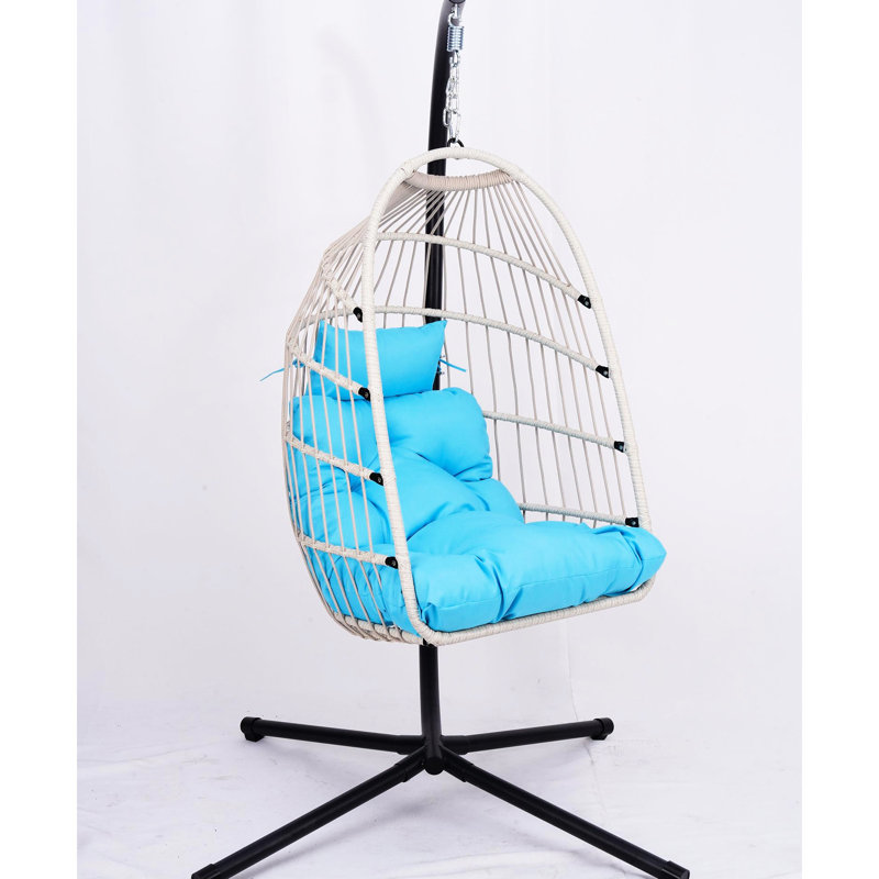 Fauteuil suspendu d'extérieur avec support - bleu, réglage de la hauteur réglable, ergonomie pratique du patio, profitez du plein air