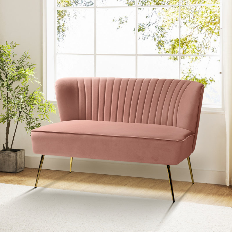 2 Seater Velvet Sofa, Pink