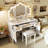44.37" Makeup Vanity Desk with 13 Hollywood Bulbs, Tri-Fold Mirror, 5 Drawers and Charging Station