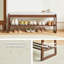 Banc à chaussures à 2 niveaux en bois massif - Banc de rangement d'entrée moderne Mid-Century avec coussin en similicuir, repose-pieds pour le couloir et le salon