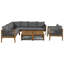 Acacia Wood 7-seat Corner Sofa Set With Coffee Table & Rope Armrests-99237396-99237394