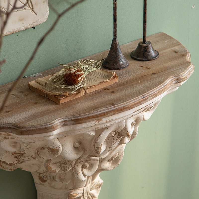Console en bois massif brun et blanc