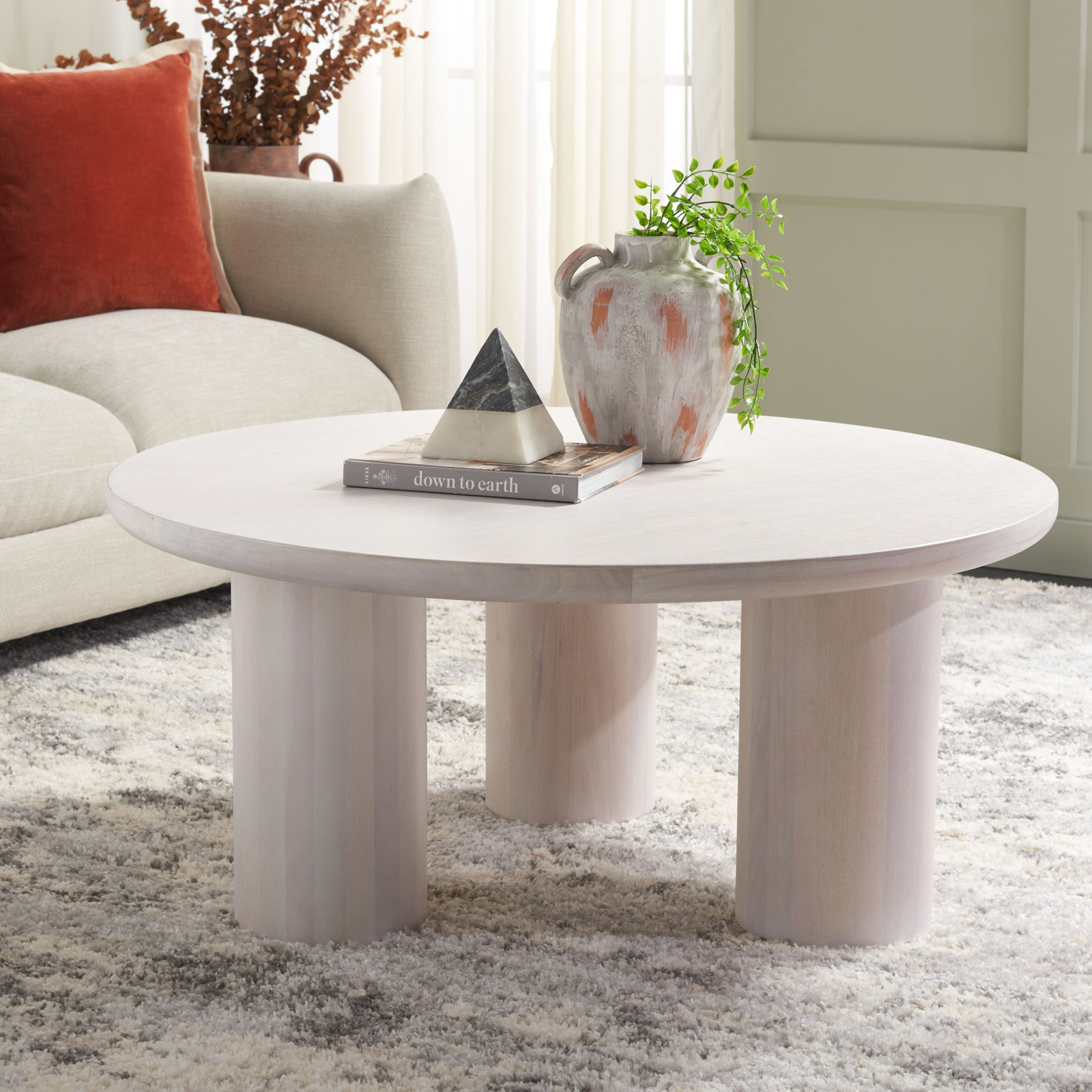 Aicha Single Coffee Table, White Washed