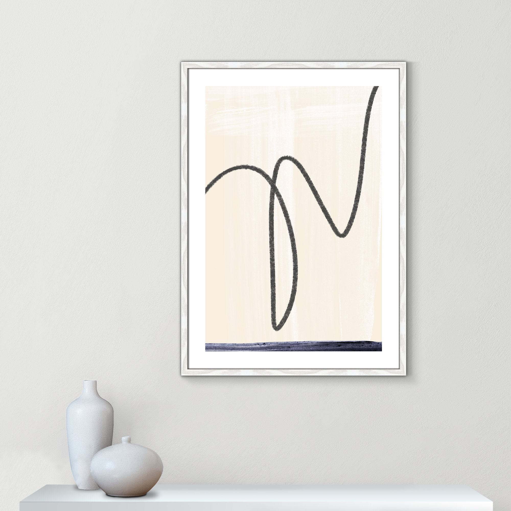 'Departured I' - Picture Frame Painting Print on Paper, White Framed Paper, 35.5" H x 25.5" W x 0.75" D