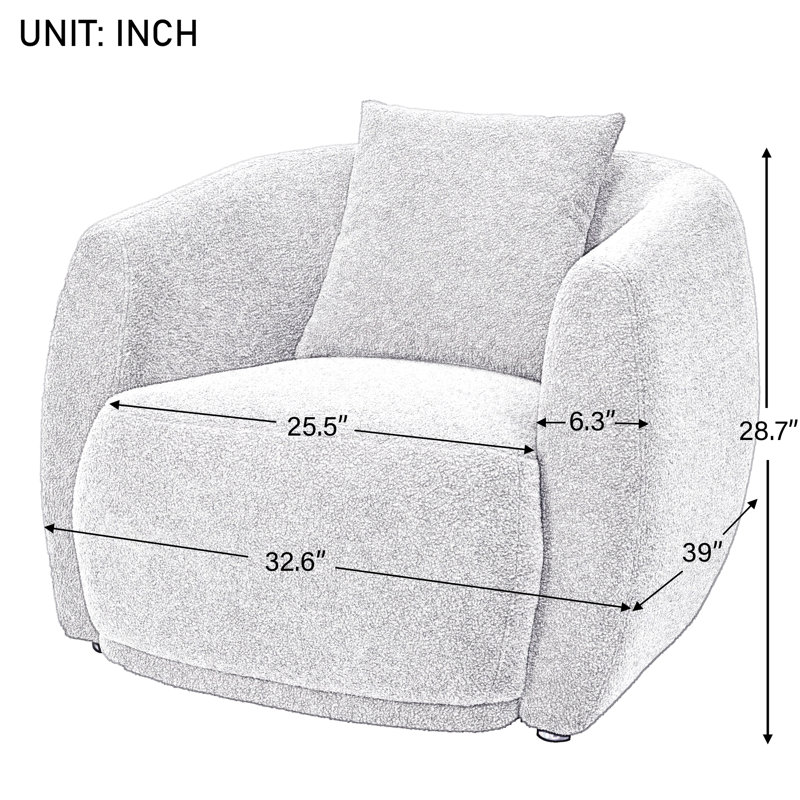Comfortable U-Style Upholstered Armchair With 1 Pillow, Ideal For Living Room And Bedroom Relaxation, Modern Design, Durable Polyester Fabric, Perfect For Reading Or Watching TV