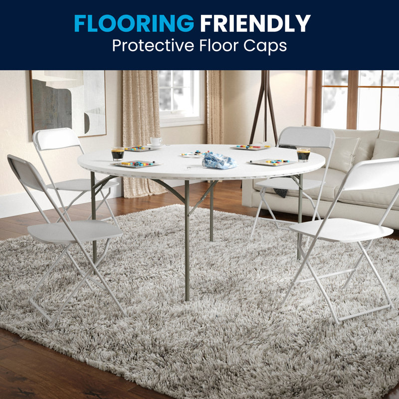 Elegant 60" Round Gray and White Plastic Foldable Event Table
