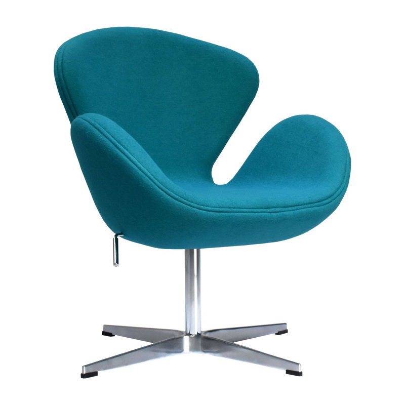Fauteuil de bureau pivotant rembourré Iasos, Laine bleu sarcelle