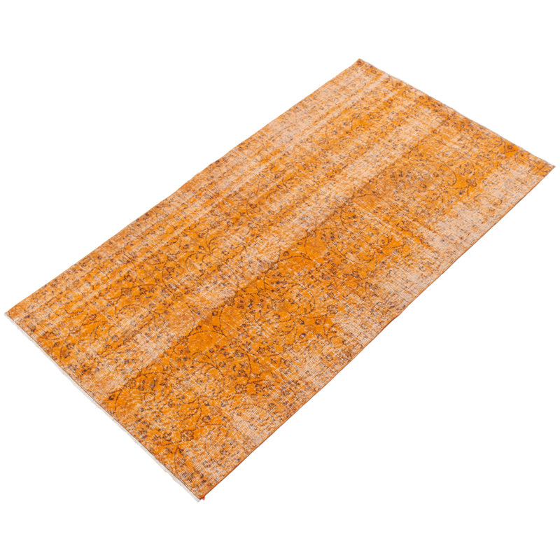Tapis orange en laine noué à la main de conception unique 2000 pi 3 pi 8 po x 6 pi 11 po Oene