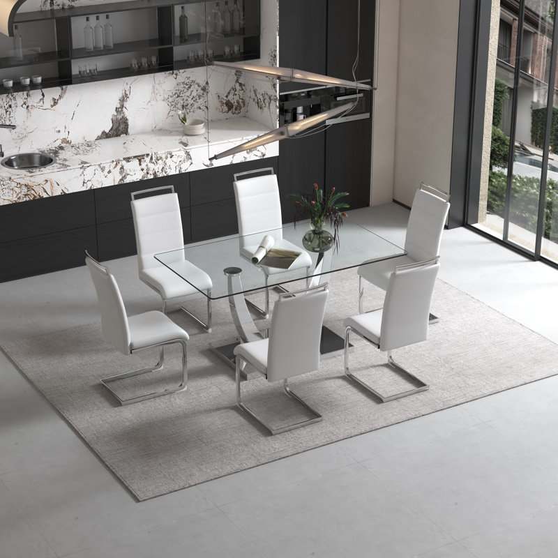 Ensemble repas pour 6 personnes Zakari, Blanc, Transparent, Argent