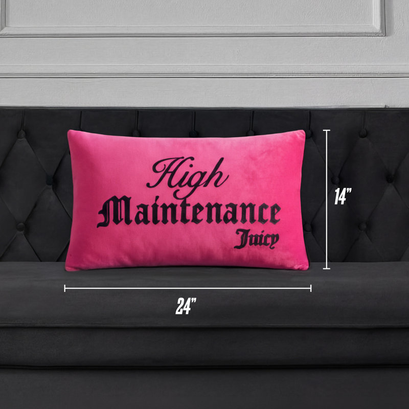 Juicy Couture High Maintenance / Expensive Taste Reversible 14" x 24" Decorative Pillow