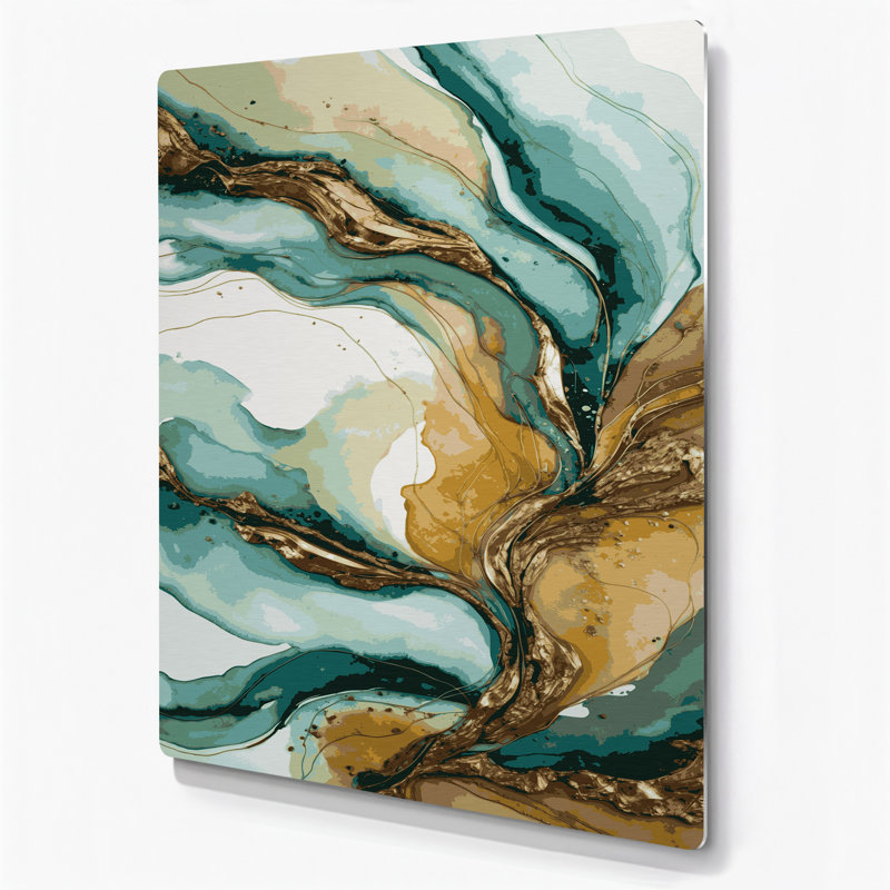 Aquarelle abstraite 79, art mural en métal brun, H 14 po x l 11 po
