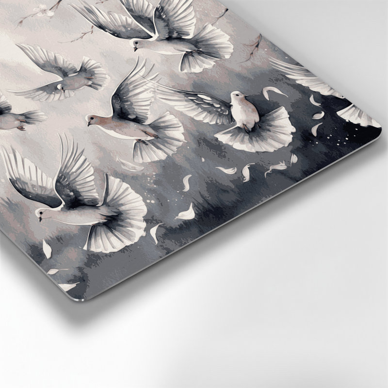 «Birds Mourning Dove», art mural en métal beige, H 144 po x l 144 po x P 0,05 po