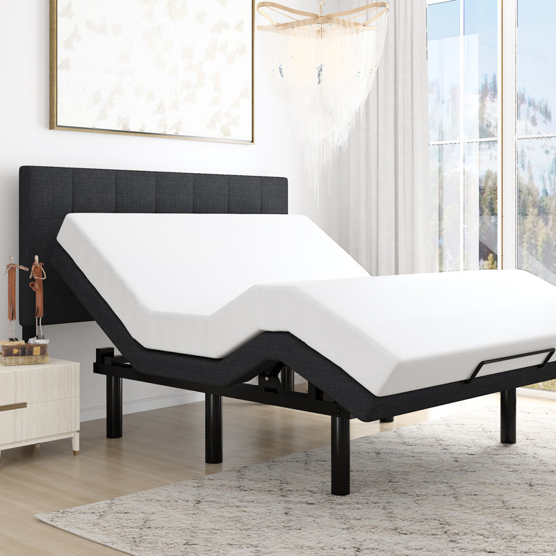 The Twillery Co.® Shreya Upholstered Adjustable Bed with Wireless ...