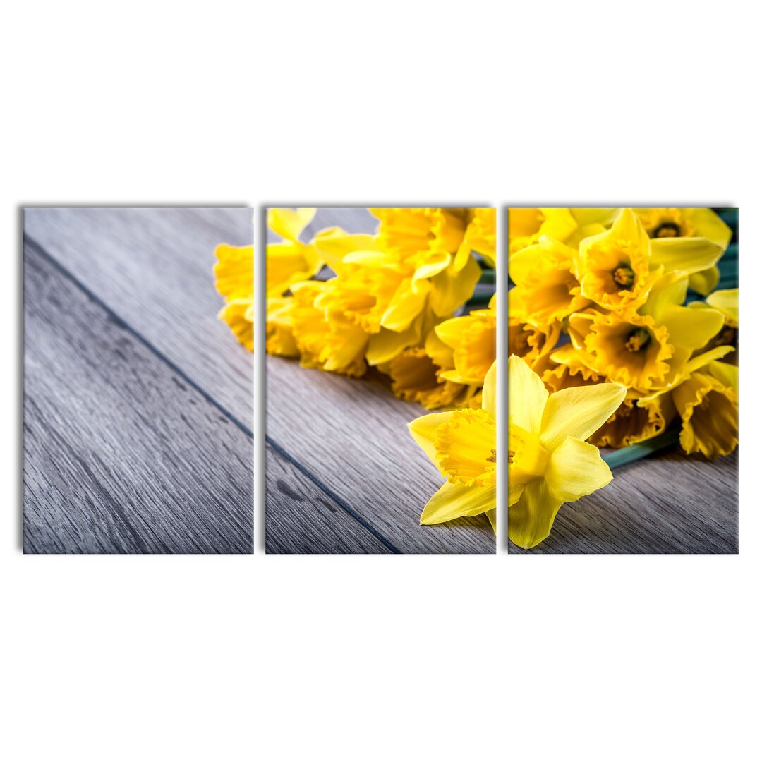 3-tlg. Leinwandbilder-Set Bunch of Yellow Daffodils