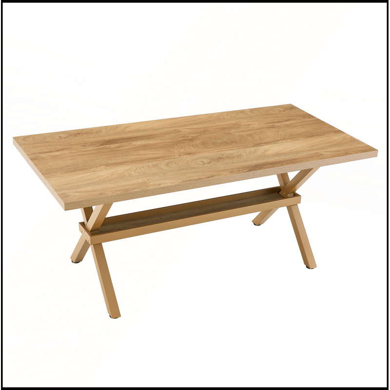 Table de salle à manger moderne et minimaliste en MDF avec support en X pour 6 à 8 personnes et utilisation polyvalente dans divers espaces
