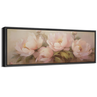 Pink Peony Flowers Artwork, Elegant French Country Wall Pictures, Giclee Canvas Digital Print Extra Large Framed Wall Art