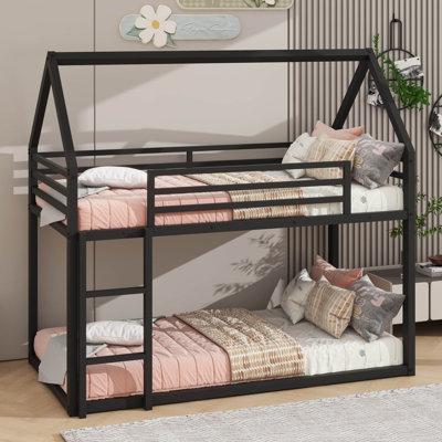 Metal House Bunk Bed With Built-In Ladder by Harper Orchard