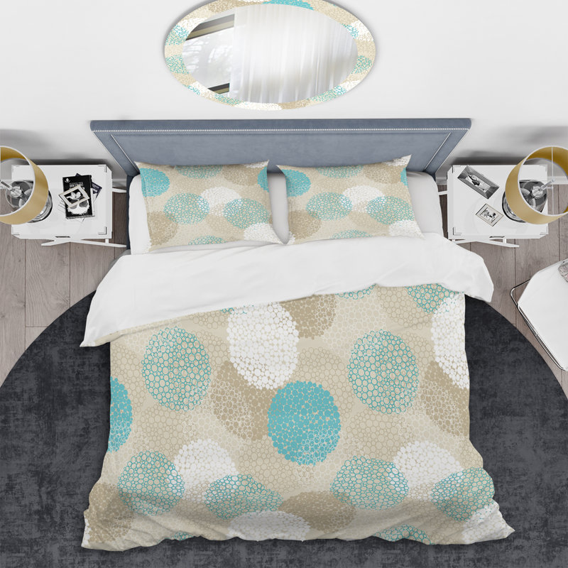 Motif de cercle bleu - ensemble de housse de couette abstrait - polyester microfibre