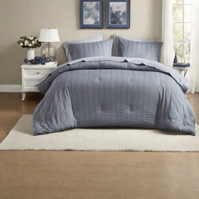 -piece Queen Bedding Sets Polyester Woven Striped Modern Grey Home