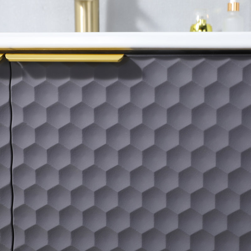 24‘’ Dark Grey Single Bathroom Vanity With Ceramic Top