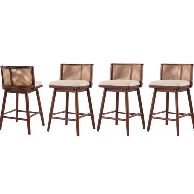 Ensemble de 4 tabourets de bar en bois Talia