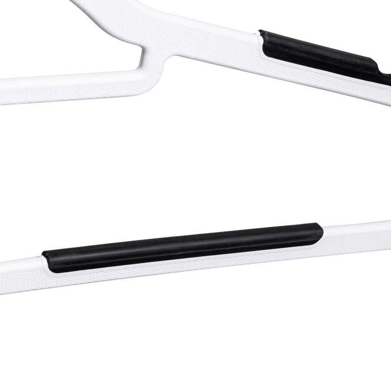 White and Black Rubber Grip Plastic Hangers, 50-Pack