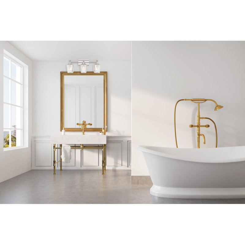 Mattlyn 3-Light Vanity Light in Polished Nickel, Polished Nickel, 3 Lights, 9.5" H x 24" W x 24" D
