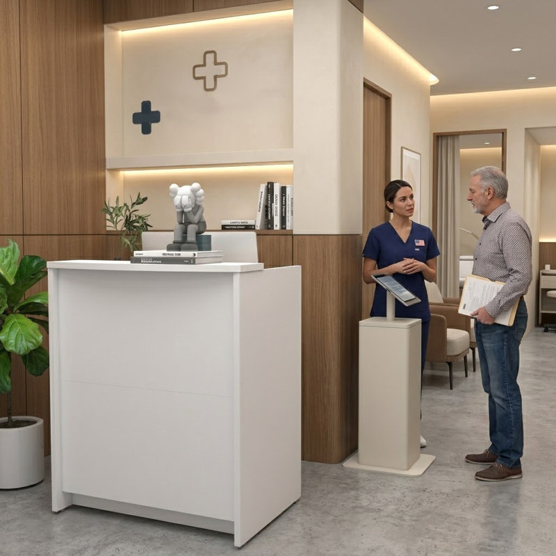 Neyzer Rectangle Synthetic Laminate Reception Desk