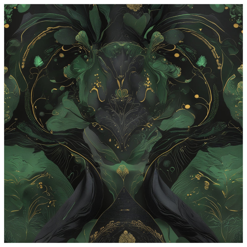 Édredon Intricate Green Gold Motif, Simple extra long