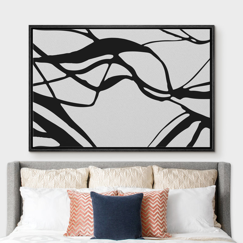 BAW Bifurcated Mesh Lines - cadre flottant, impression sur toile, Cadre noir, H 16 po x l 24 po x P 1,5 po