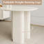 Extendable Drop-Leaf Dining Table with Fluted Pedestal Base, Cream , Table Only