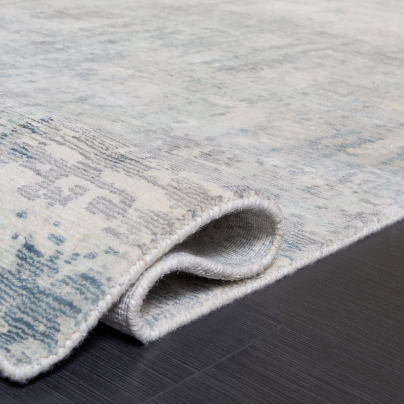 Tapis gris en laine à motif abstrait Mcelroy, Rectangle 9 pi x 12 pi