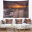 Seashore dramatic sunrise sur sandy beach tapestry-28491666