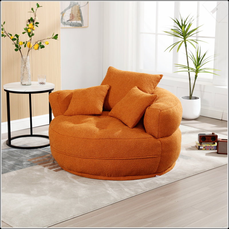 Canapé-lit simple Chenille, Boucle orange