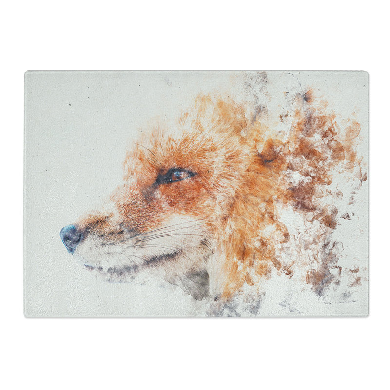 Tempered Glass Profile of a Red Fox Chopping Board, 28.5 cm x 39 cm