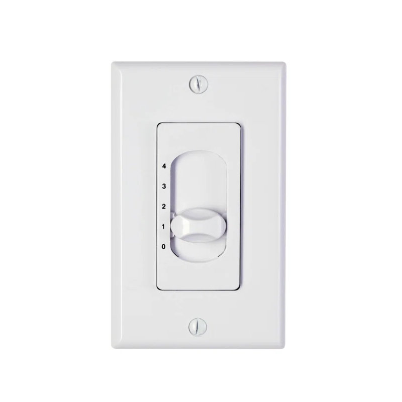Downrod Ceiling Fan, Gloss White, Fan Speed Control, Aluminum