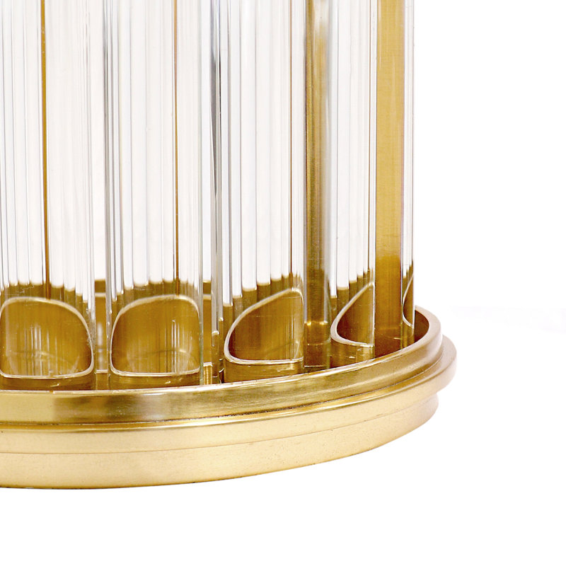 Calypso Brushed Gold Lucite Hurricane, 13" H x 10.5" W x 10.5" D, Gold/Clear